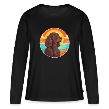 Épagneul picard chien race Cartoon Kawaii Clipart - T-shirt manches longues Premium bio Femme - noir - Devant - Julia (174cm)