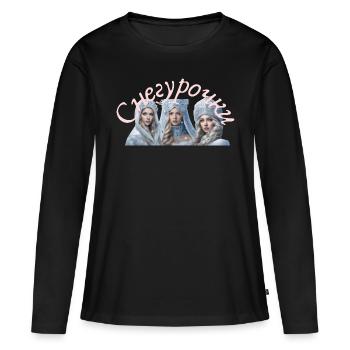 Three good looking women, nice girls in winter - Women's Premium Organic Long Sleeve Shirt - black - Front - Julia (174cm)