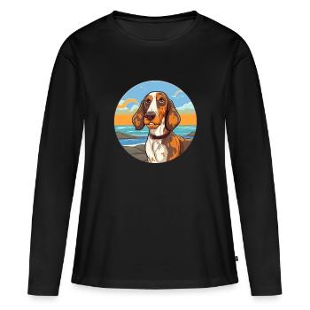 Russe Arlequin Hound chien race Cartoon Kawaii - T-shirt manches longues Premium bio Femme - noir - Devant - Julia (174cm)