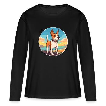 Teddy Roosevelt Terrier chien race Cartoon Kawaii - T-shirt manches longues Premium bio Femme - noir - Devant - Julia (174cm)