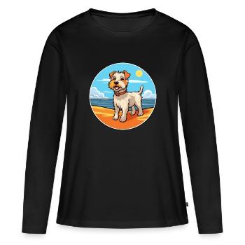 Sporting Lucas Terrier Hunderasse Cartoon Kawaii - Frauen Premium Bio Langarmshirt - Schwarz - Vorne - Julia (174cm)