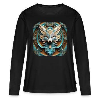 Mystisches Fuchs Logo - Frauen Premium Bio Langarmshirt - Schwarz - Vorne - Julia (174cm)