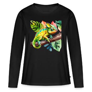 Cute little chameleon - Women's Premium Organic Long Sleeve Shirt - black - Front - Julia (174cm)