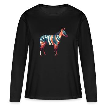 Okapi Buntes Aquarell Cartoon Kawaii Tier - Frauen Premium Bio Langarmshirt - Schwarz - Vorne - Julia (174cm)