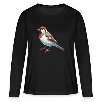 Sperling Buntes Aquarell Cartoon Kawaii Tier - Frauen Premium Bio Langarmshirt - Schwarz - Vorne - Julia (174cm)