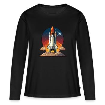 Navette spatiale spatiale - T-shirt manches longues Premium bio Femme - noir - Devant - Julia (174cm)