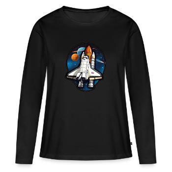Navette spatiale spatiale - T-shirt manches longues Premium bio Femme - noir - Devant - Julia (174cm)