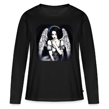 Cool Gothic Angel - Women's Premium Organic Long Sleeve Shirt - black - Front - Julia (174cm)