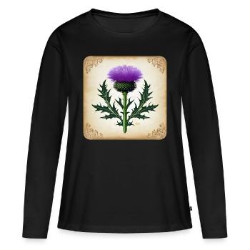 Distel als Wappen II - Frauen Premium Bio Langarmshirt - Schwarz - Vorne - Julia (174cm)