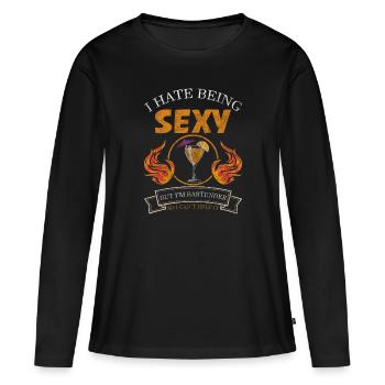 Bar Alcool Boisson Mélangée - T-shirt manches longues Premium bio Femme - noir - Devant - Julia (174cm)