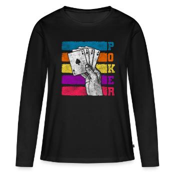 Joueur Poker Face Full House - T-shirt manches longues Premium bio Femme - noir - Devant - Julia (174cm)