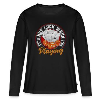 Jeu de cartes Casino Pokerface All In - T-shirt manches longues Premium bio Femme - noir - Devant - Julia (174cm)