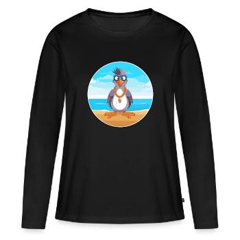 Jay Cartoon Yoga plage Illustration d’été - T-shirt manches longues Premium bio Femme - noir - Devant - Julia (174cm)