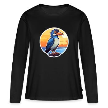 Jay drôle de dessin animé kawaii plage illustration - T-shirt manches longues Premium bio Femme - noir - Devant - Julia (174cm)