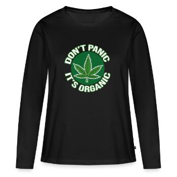 Hemp Grass Cannabis Hemp Leaf Saying Motif - Women's Premium Organic Long Sleeve Shirt - black - Front - Julia (174cm)