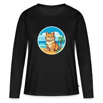 Rotluchs Aquarell Cartoon Kawaii Clipart Tier - Frauen Premium Bio Langarmshirt - Schwarz - Vorne - Julia (174cm)
