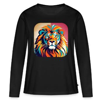 Proud lion in retro style - Women's Premium Organic Long Sleeve Shirt - black - Front - Julia (174cm)