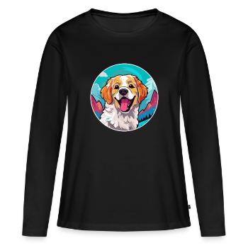 Alano Español chien race dessin animé Kawaii aquarelle - T-shirt manches longues Premium bio Femme - noir - Devant - Julia (174cm)