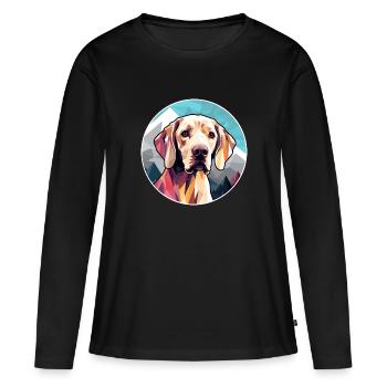 Braque Saint Germain chien race dessin animé kawaii Wate - T-shirt manches longues Premium bio Femme - noir - Devant - Julia (174cm)