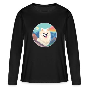 Spitz indien chien race Cartoon Kawaii aquarelle - T-shirt manches longues Premium bio Femme - noir - Devant - Julia (174cm)