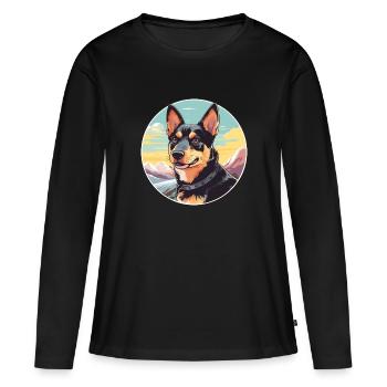 Lancashire Heeler chien race dessin animé Kawaii Waterco - T-shirt manches longues Premium bio Femme - noir - Devant - Julia (174cm)