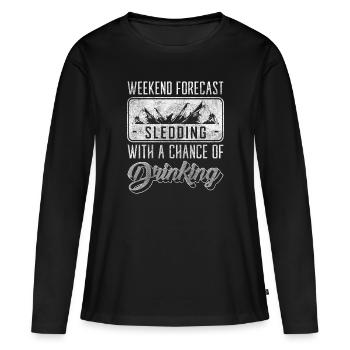 Rodeln Schnee Piste Winterurlaub - Frauen Premium Bio Langarmshirt - Schwarz - Vorne - Julia (174cm)