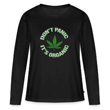 Le chanvre, pas de panique, c’est bio - T-shirt manches longues Premium bio Femme - noir - Devant - Julia (174cm)