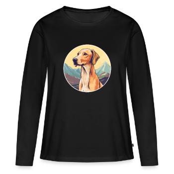 Old Croatian Sighthound Dog Breed Cartoon Kawaii W - Women's Premium Organic Long Sleeve Shirt - black - Front - Julia (174cm)