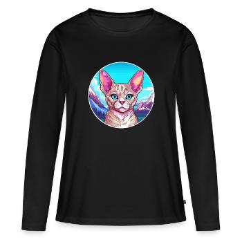 Devon Rex Katze Bunte Karikatur Aquarell Illustra - Frauen Premium Bio Langarmshirt - Schwarz - Vorne - Julia (174cm)