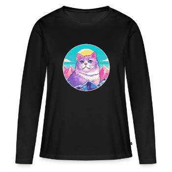 Australien Brume Chat Coloré Dessin Animé Aquarelle Il - T-shirt manches longues Premium bio Femme - noir - Devant - Julia (174cm)