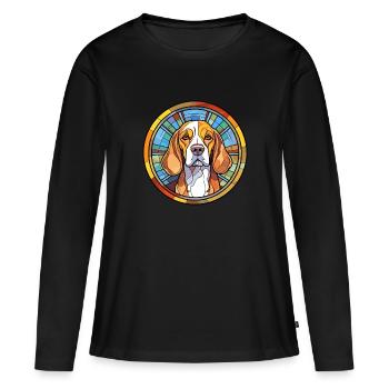 Beagle Harrier Hunderasse Buntes Glas Bunt Wa - Frauen Premium Bio Langarmshirt - Schwarz - Vorne - Julia (174cm)