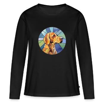 Braque Saint Germain chien race vitrail couleur - T-shirt manches longues Premium bio Femme - noir - Devant - Julia (174cm)