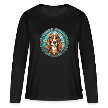 Arlequin russe chien chien race vitrail Co - T-shirt manches longues Premium bio Femme - noir - Devant - Julia (174cm)