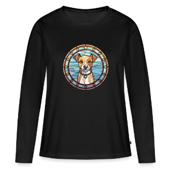Teddy Roosevelt Terrier chien race vitrail Co - T-shirt manches longues Premium bio Femme - noir - Devant - Julia (174cm)