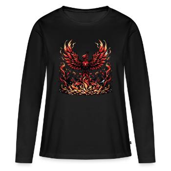 Un phénix majestueux renaissant de ses cendres - T-shirt manches longues Premium bio Femme - noir - Devant - Julia (174cm)