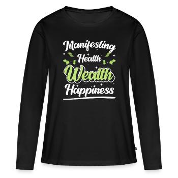 Entrepreneur en finance d’argent - T-shirt manches longues Premium bio Femme - noir - Devant - Julia (174cm)