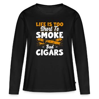 Fumer de la nicotine Interdiction de fumer Vape - T-shirt manches longues Premium bio Femme - noir - Devant - Julia (174cm)