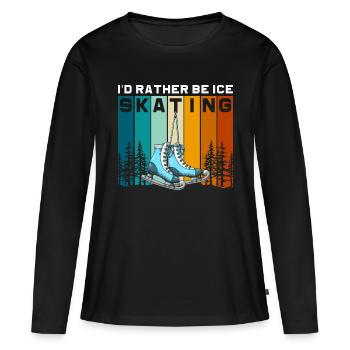 Eislaufen Schlittschuhe Kälte Eislauf - Frauen Premium Bio Langarmshirt - Schwarz - Vorne - Julia (174cm)