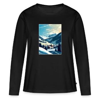 Saalbach Autriche Vintage voyage affiche Souvenir - T-shirt manches longues Premium bio Femme - noir - Devant - Julia (174cm)