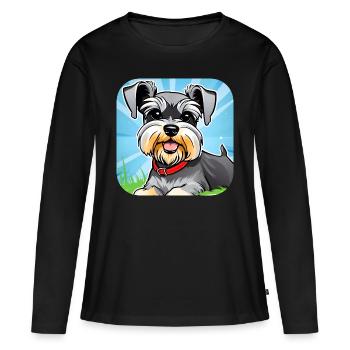 Chien Schnauzer mignon II - T-shirt manches longues Premium bio Femme - noir - Devant - Julia (174cm)