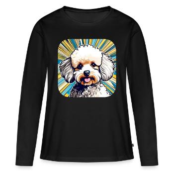 Caniche jouet mignon II - T-shirt manches longues Premium bio Femme - noir - Devant - Julia (174cm)