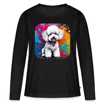Cute poodle with colorful background - Women's Premium Organic Long Sleeve Shirt - black - Front - Julia (174cm)