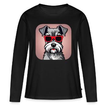 Chien schnauzer mignon avec des lunettes - T-shirt manches longues Premium bio Femme - noir - Devant - Julia (174cm)