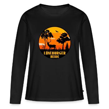 Lüneburger Heide - Frauen Premium Bio Langarmshirt - Schwarz - Vorne - Julia (174cm)