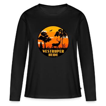 Westruper Heide - Frauen Premium Bio Langarmshirt - Schwarz - Vorne - Julia (174cm)