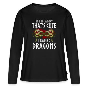 Drachen Fabelwesen Bücher - Frauen Premium Bio Langarmshirt - Schwarz - Vorne - Julia (174cm)