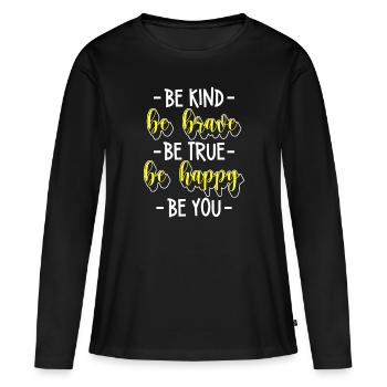 Perfekt Mensch Individuell Besonders - Frauen Premium Bio Langarmshirt - Schwarz - Vorne - Julia (174cm)