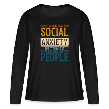 Anders Mensch Individuell Besonders - Frauen Premium Bio Langarmshirt - Schwarz - Vorne - Julia (174cm)