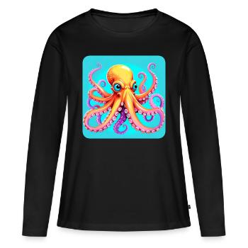 Pieuvre fraîche I - T-shirt manches longues Premium bio Femme - noir - Devant - Julia (174cm)