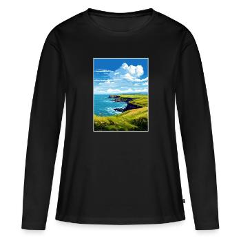 L’affiche de voyage de la péninsule de Lizard Cornwall - T-shirt manches longues Premium bio Femme - noir - Devant - Julia (174cm)